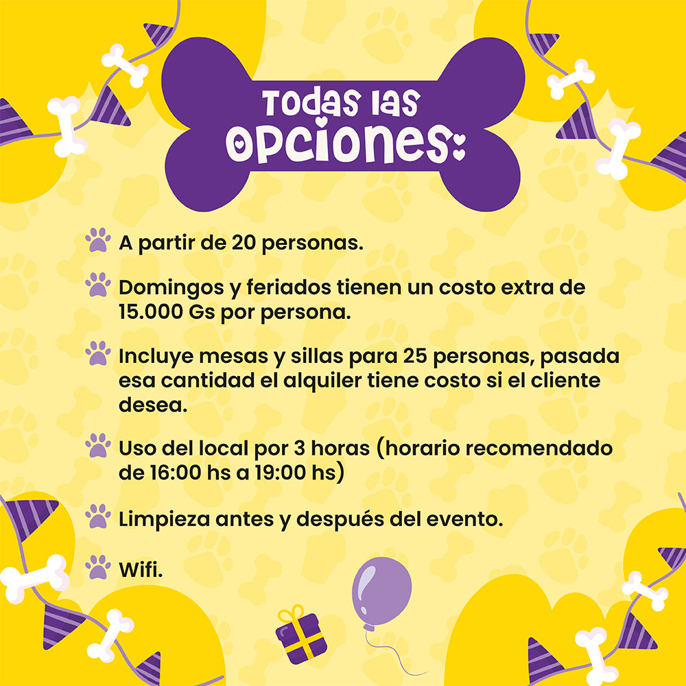 PET Gourmet - Celebra el cumple en PET - Precio Min por Persona - Min 20 Personas