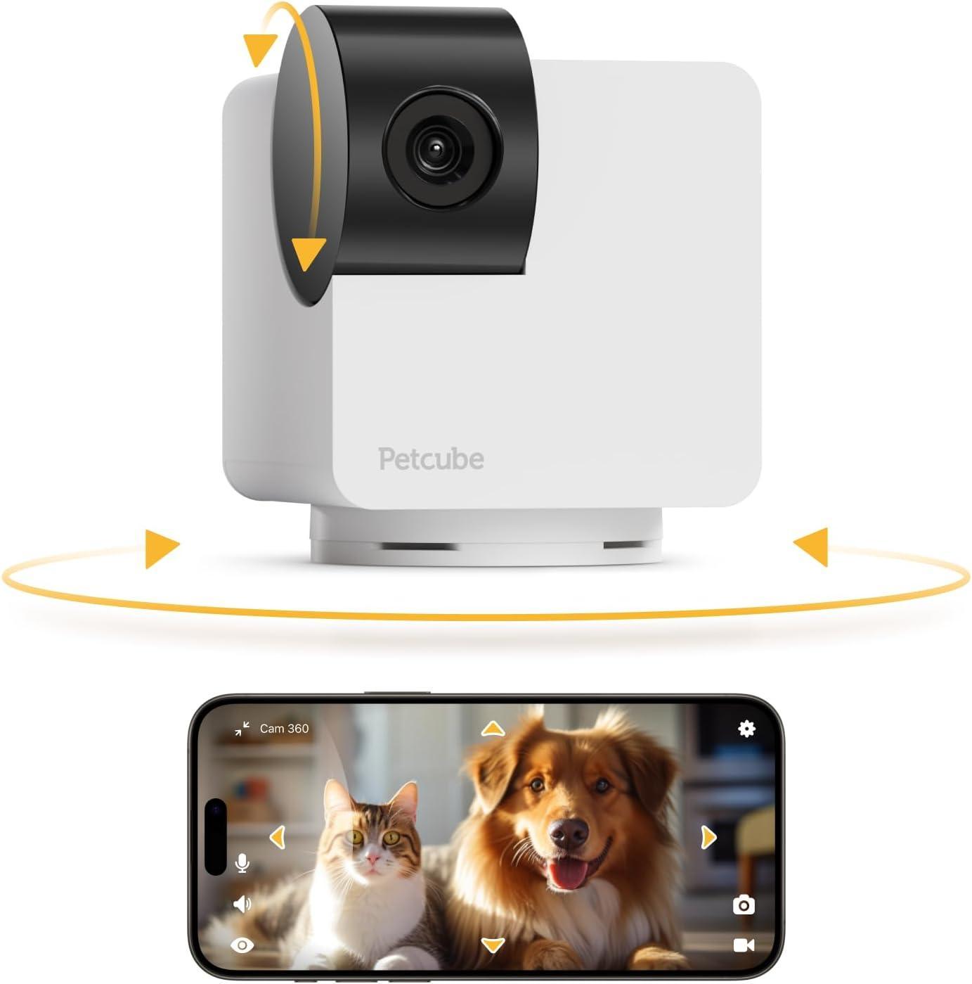 Cámara 360 interactiva WiFi para mascotas - Compatible con Alexa