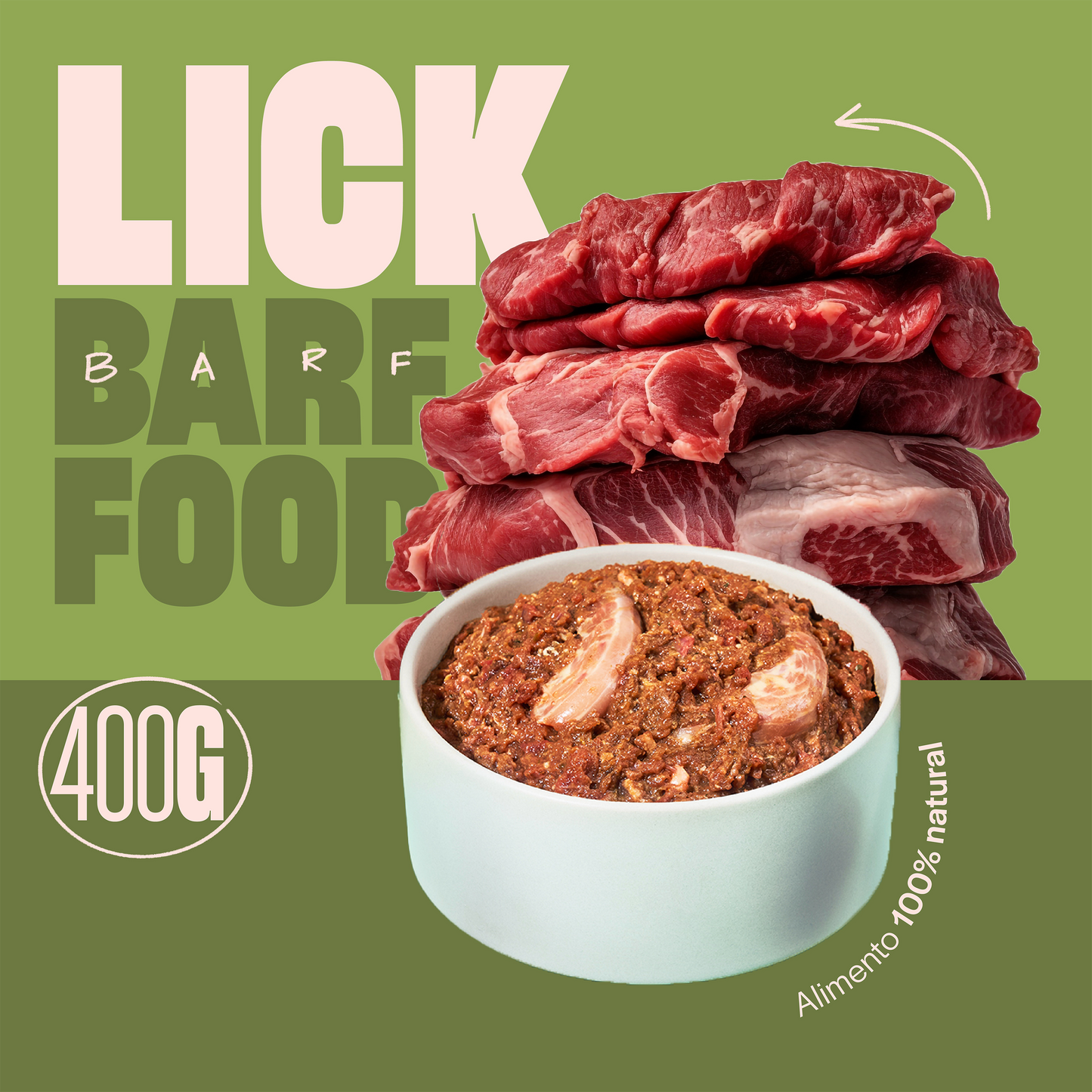 Barf Lick Alimento Natural - 400 gramos