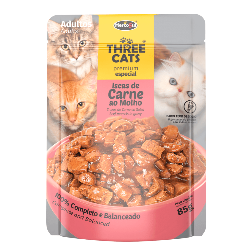 Three Cats - Gatos Adultos - Carne - Pouch