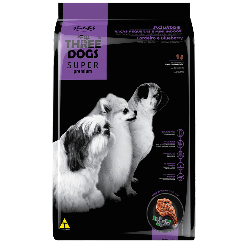 Three Dogs - Perros Adultos Pequeños - Cordero & Blueberry