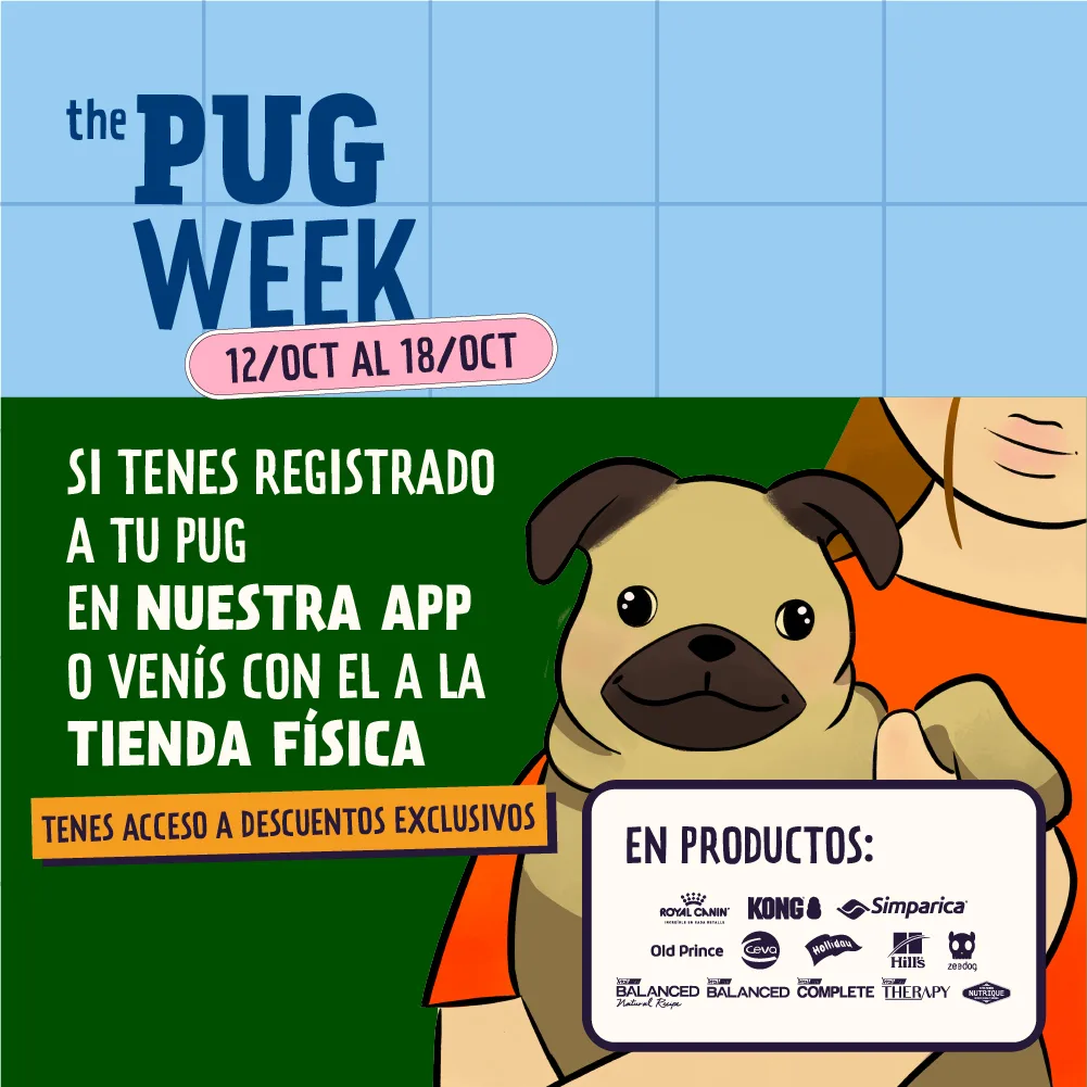 The Pug Week del 12 al 18 de octubre: descuentos exclusivos para pugs registrados en la app o en la tienda física