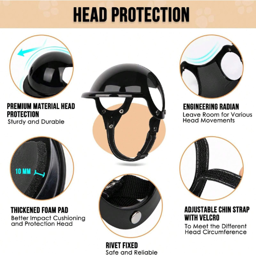Casco de Motocicleta y Gafas UV para Perro