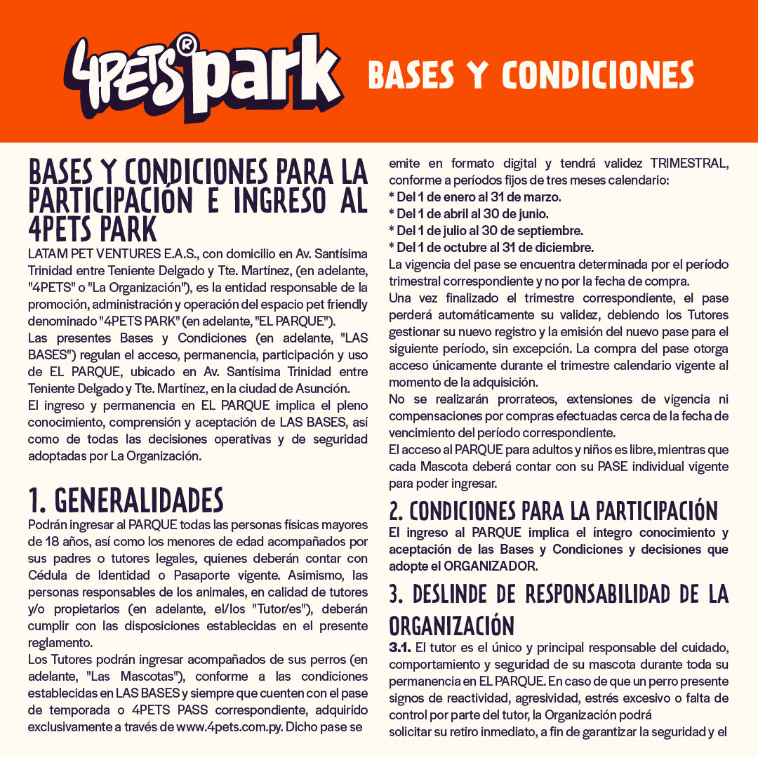 4PETS PASS - Acceso al Parque