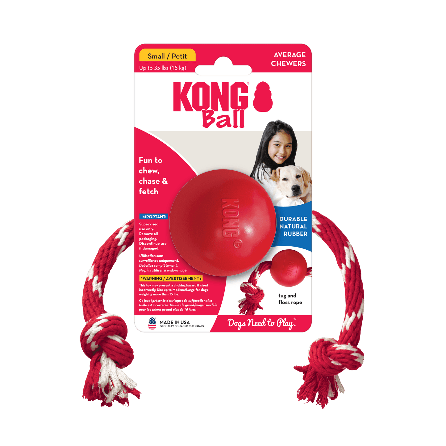 Kong - Perros Ball w/ Rope